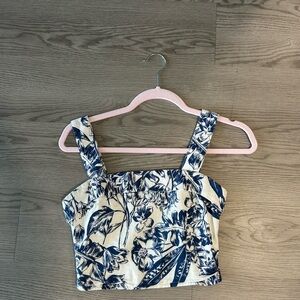 Abercrombie & Fitch Blue and Cream Floral Tank Top
